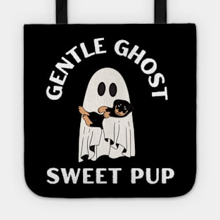 Gentle Ghost, Sweet Pup. Cute little ghost with a cute pup, dog, puppy, halloween Tote