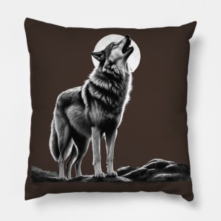 gray wolf Pillow