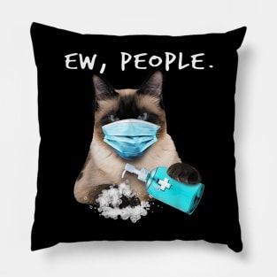 Siamese Cat Ew People Dog Wearing A Face Mask Pillow