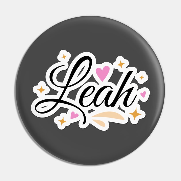 Leah name cute design Pin by BrightLightArts