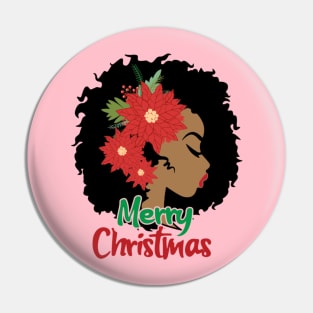 Merry Christmas, Black Woman Pin