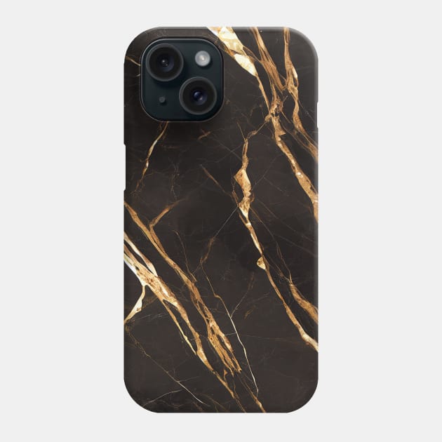 Brown marble with golden veins Phone Case by Alekxemko