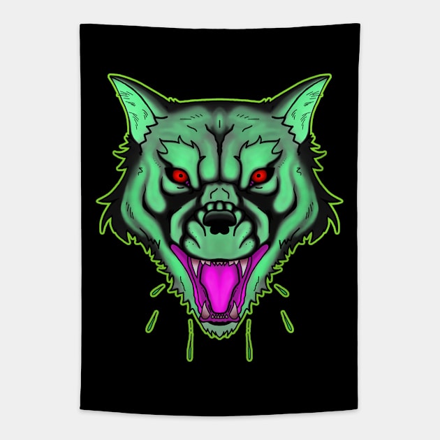 Green Werewolf Tapestry by TaliDe