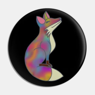 Happy Fox - Rainbow Hematite Pin