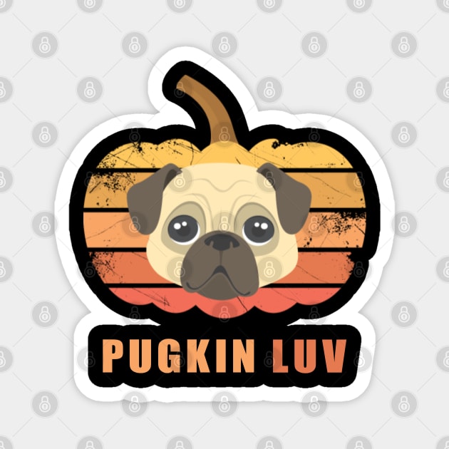 Pugkin Luv Jackolantern Pug Gourd Fleabag Puppy. Magnet by Maxx Exchange