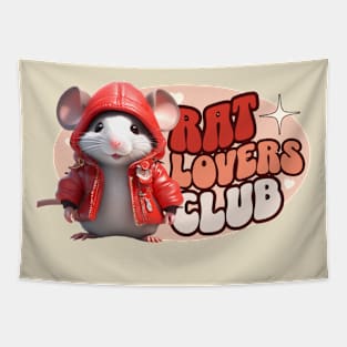 Cute Rat personified with red jacket Kids Tapestry