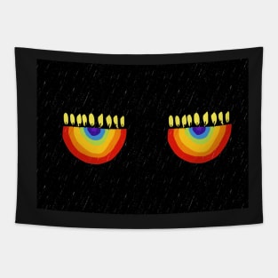 Rainbow Chanukiah Black Fitted Mask Design Tapestry