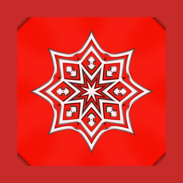 Bright Red Kaleidoscope Pattern (Seamless) 23 by Swabcraft