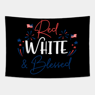 Red White & Blessed Shirt 4th of July Cute Patriotic America Tapestry