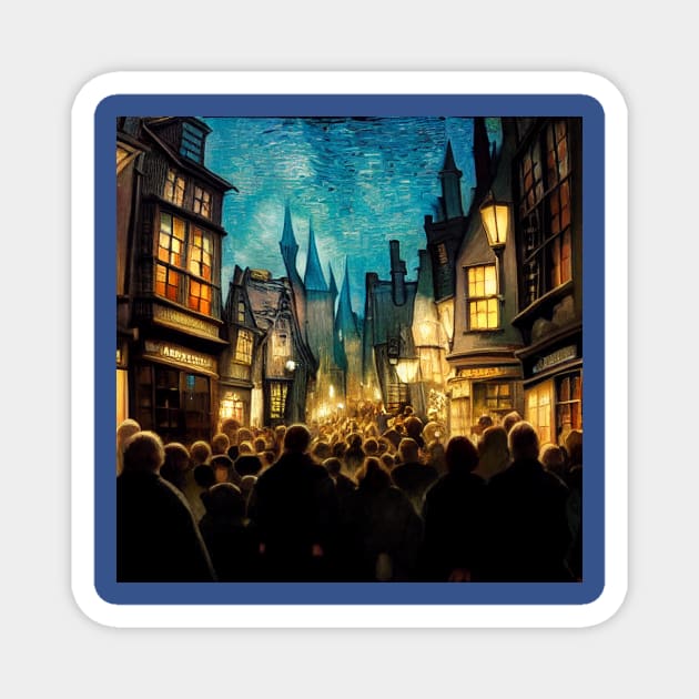 Starry Night in Diagon Alley Magnet by Grassroots Green