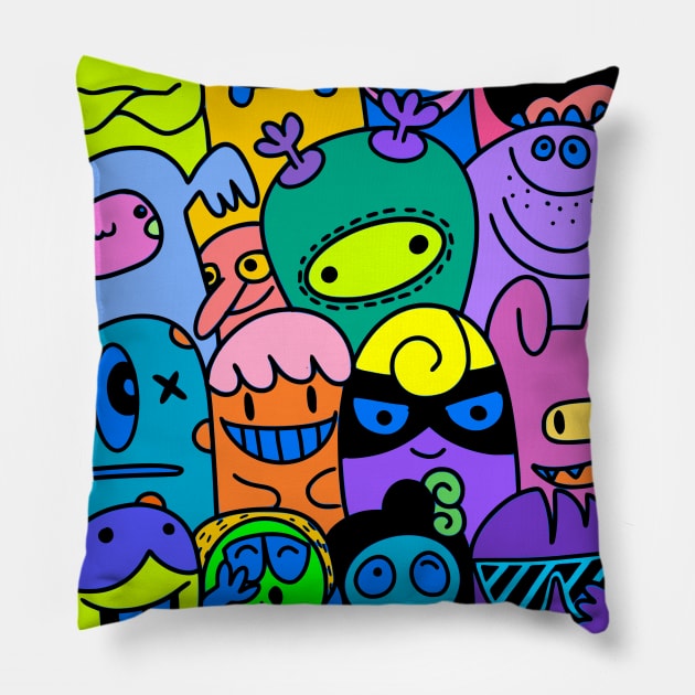 Silly Monster Doodles Pillow by AlondraHanley