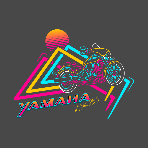 80s Neon Yamaha Motorcycle by Evan Ayres
