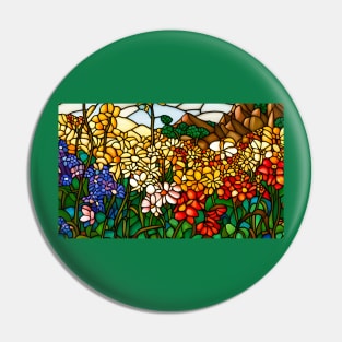 Stained Glass Colorful Mountain Flowers Pin