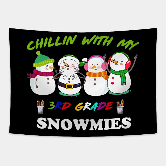 Chillin with my Snomies Christmas Snowman Gift Tapestry by Flipodesigner