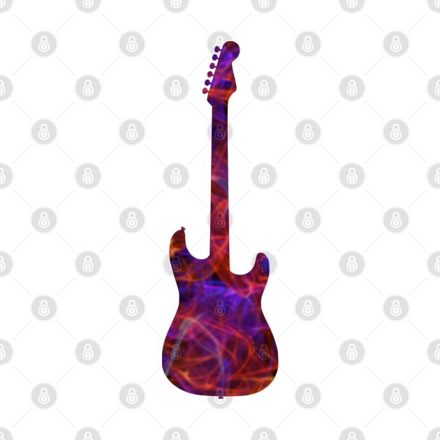 Red on Purple Flame Guitar Silhouette by gkillerb