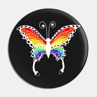 White Winged Rainbow Stained-Glass Style Butterfly Pin