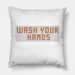 Science and health: Wash your hands (orange tile letters) Pillow