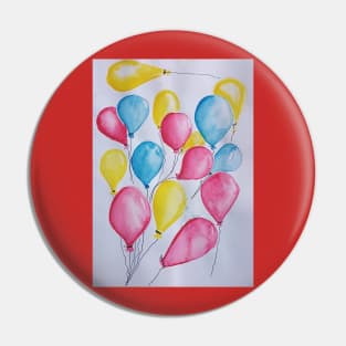 Balloons in primary colours. Pin