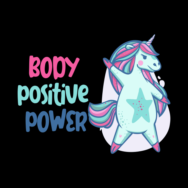 Body positive power -beautiful ight blue unicorn by Frispa