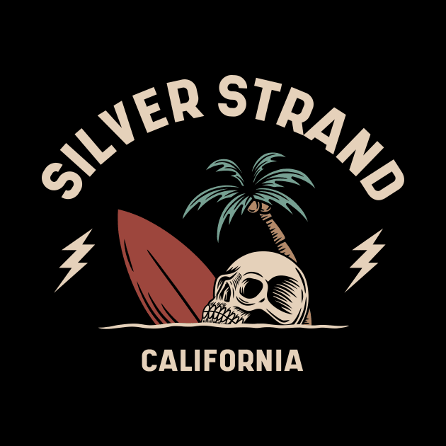 Vintage Surfing Silver Strand California // Retro Surf Skull by Now Boarding