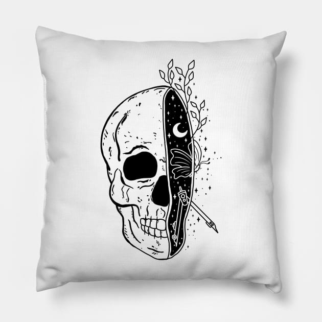 Skull and Science Pillow by Tebscooler