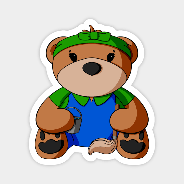 Cleaner Teddy Bear Magnet by Alisha Ober Designs