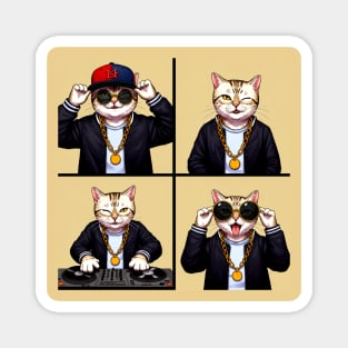 Hip-Hop Cat Photo Poses Magnet