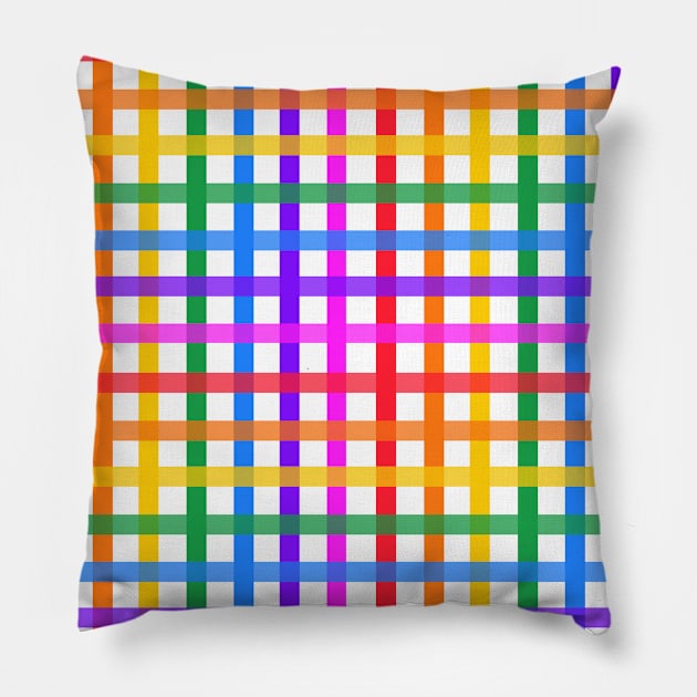 Bright rainbow plaid Pillow by bettyretro