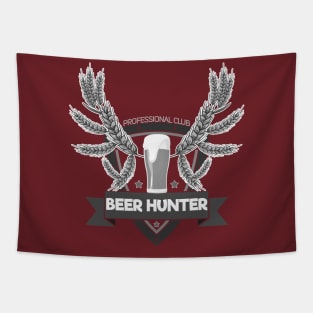 Beer Hunter Fun Black and Grey Tapestry