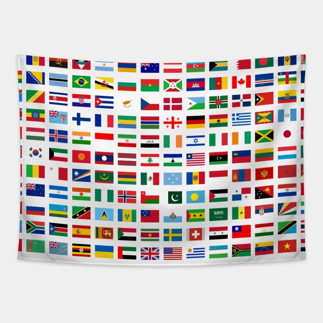 Flags of the World - White Background Tapestry by NINE69