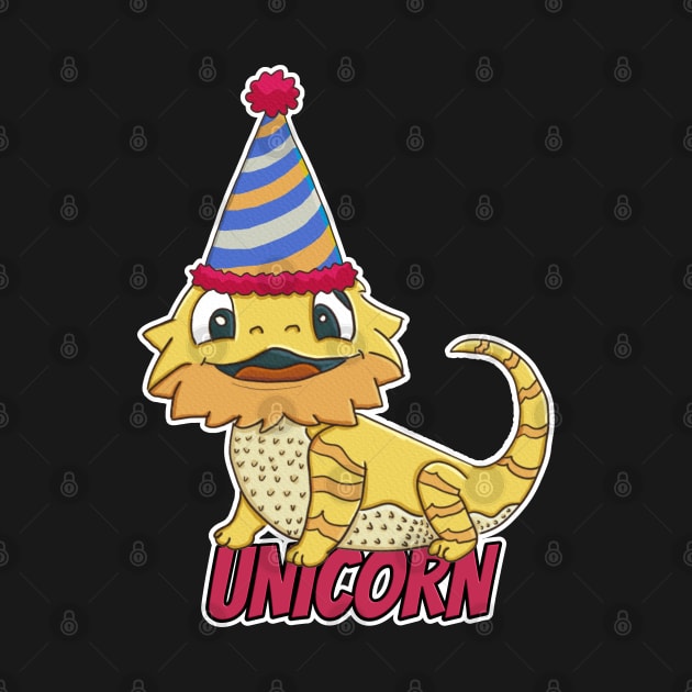 Unicorn / Beardie In A Party Hat by nonbeenarydesigns