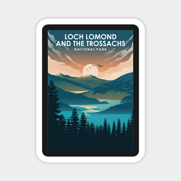 Loch Lomond and The Trossachs National Park Travel Poster Magnet by jornvanhezik