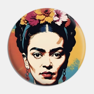 Frida's Radiant Reverie: Colorful Portrait Pin