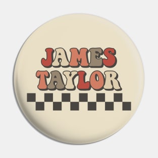 James Taylor Checkered Retro Groovy Style Pin