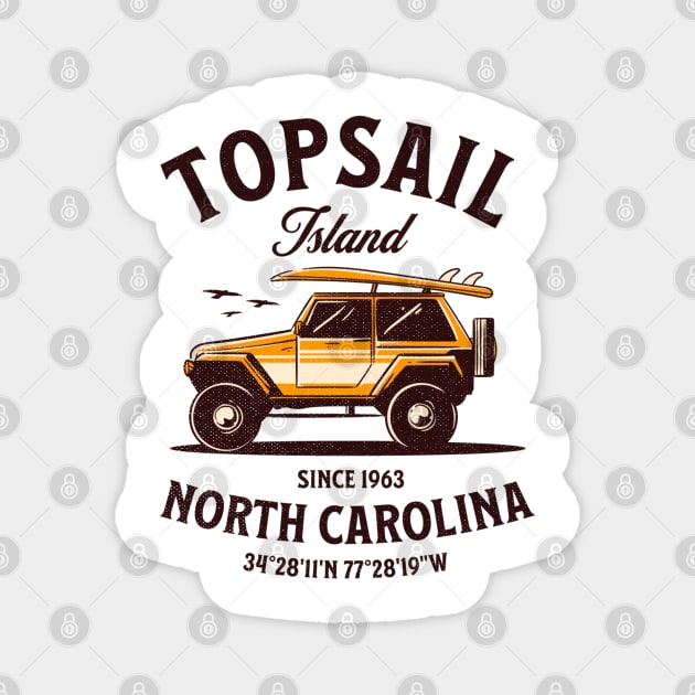 Topsail Island, NC Surfboard Vacationing Magnet by Contentarama