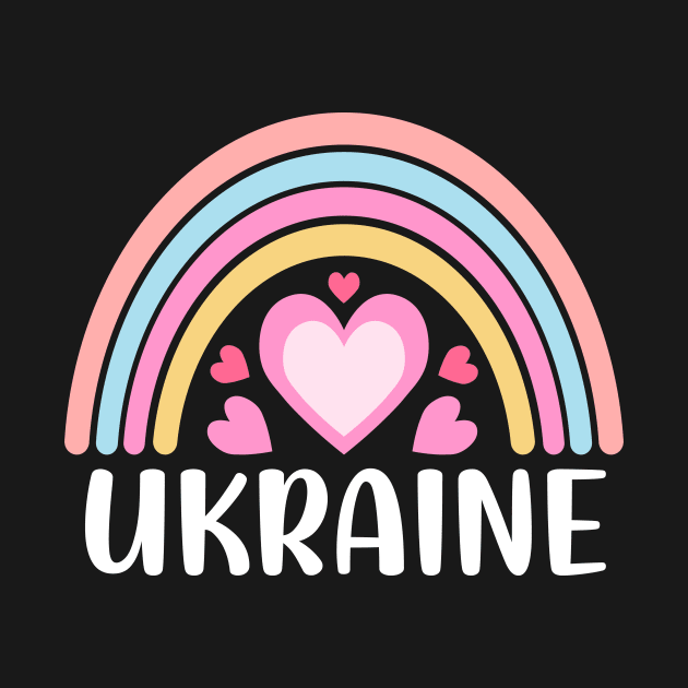 Ukraine Rainbow Heart Gift for Women and Girls by JKFDesigns