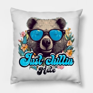 Just Chilling Mate Funny Wombat Lover Pillow