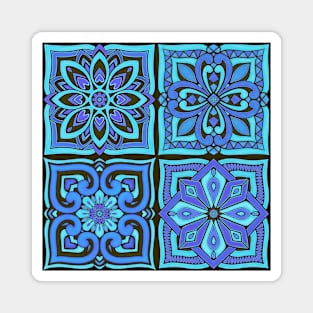 Moroccan Tiles - cornflower blue Magnet