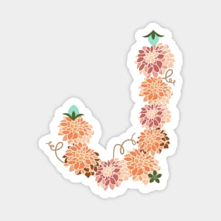 Letter J Floral Magnet