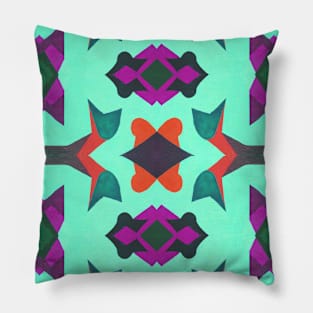 Pattern Design in green purple and orange Pillow