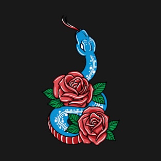 blue snake and roses T-Shirt