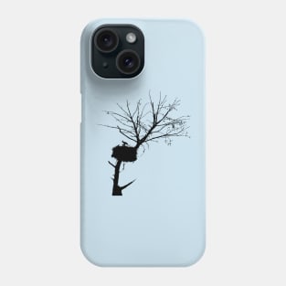 Silhouette Of Stork Nest In Tree With Fledglings Phone Case