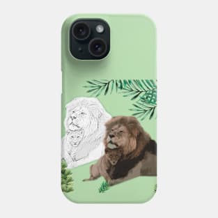 Father Lion and Baby Lion of the Jungle. Phone Case