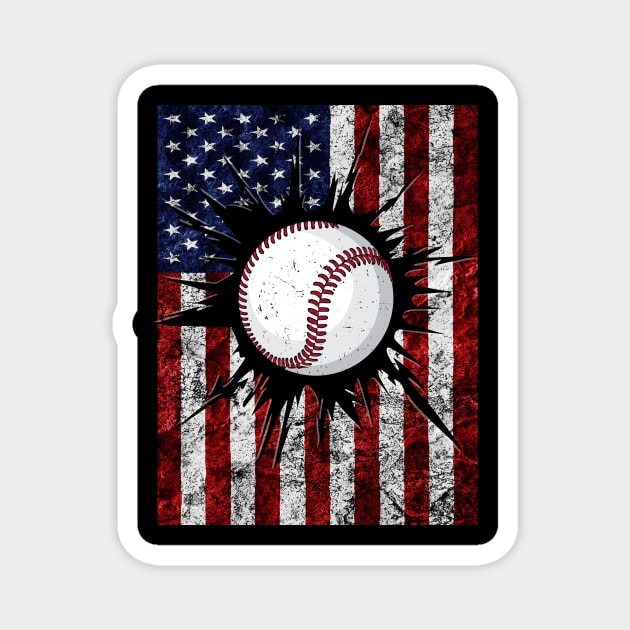 Vintage Baseball 4th Of July USA American Flag