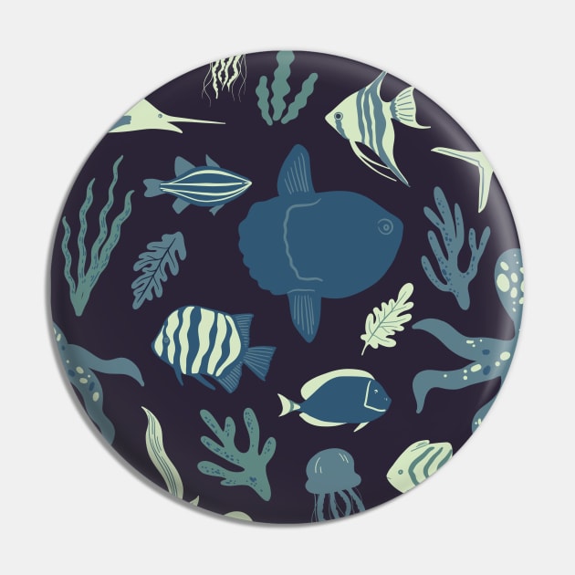 Ocean Sail Fish Underwater Pin by colors