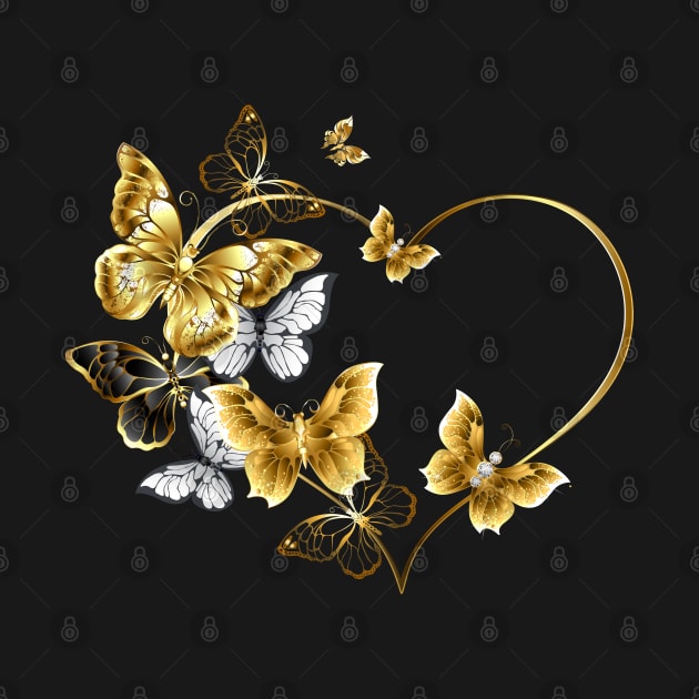 Butterflies Ascending a Gold Heart by MyVictory