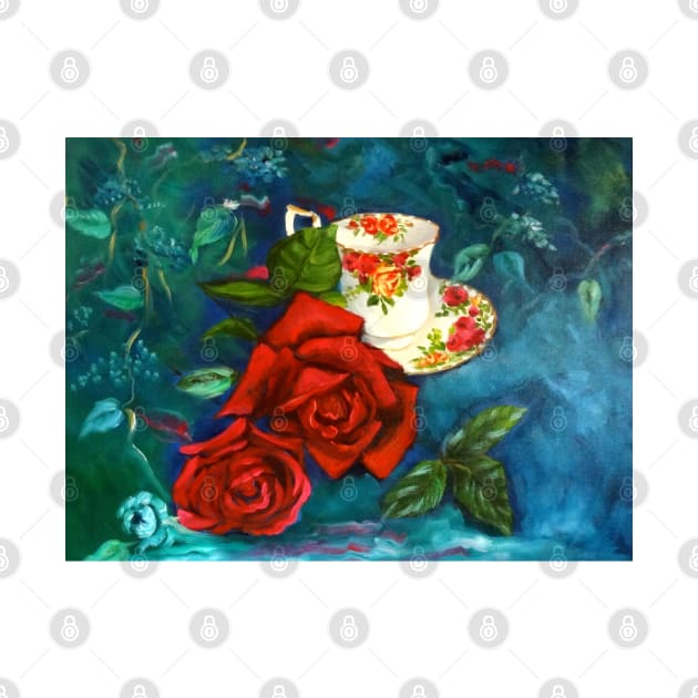 Teacup and Red Roses by jennyleeandjim