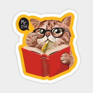 Cat reading Magnet