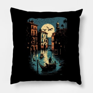 Venice Canal Pixel Art Pillow