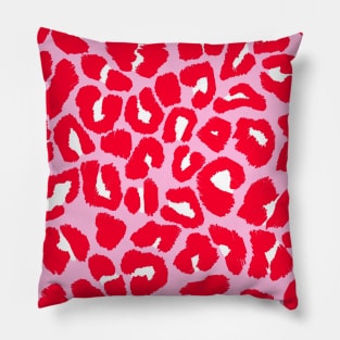 Pink and Red Leopard Print, Large Spots Pillow